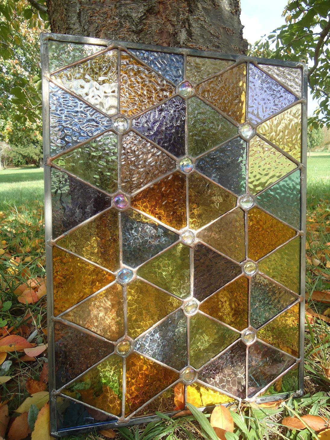 Stained Glass Window Transom Panel Valance Suncatcher Curtain Etsy