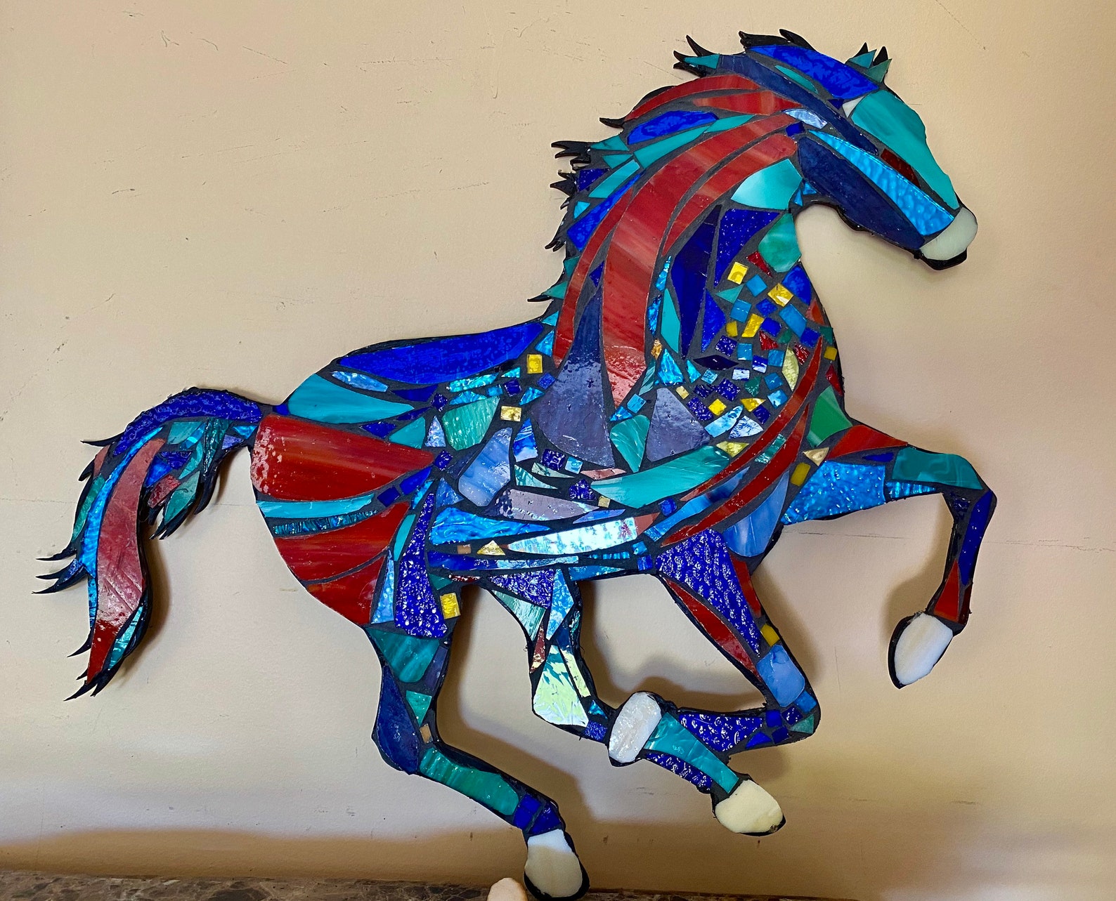 Stained Glass Mosaic Horse OOAK Etsy