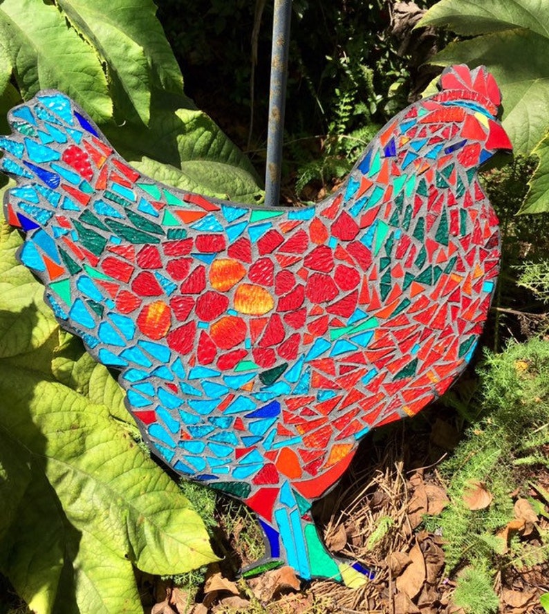 Rooster Chicken Stained Glass Mosaic Decor Wall Sculpture Etsy