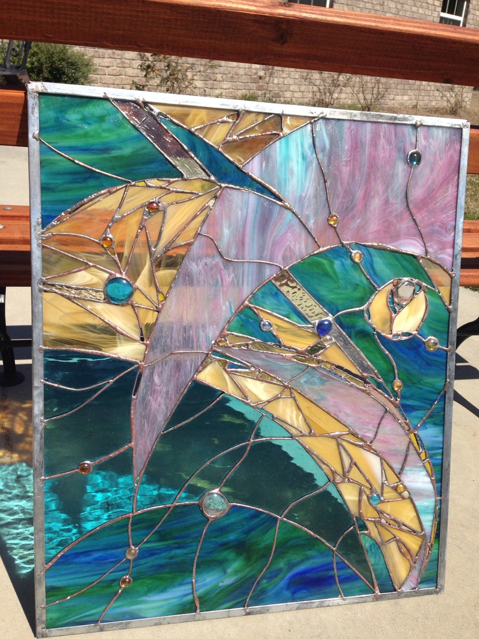 Stained Glass Abstract Nuggets Transom Window Suncatcher Panel | Etsy