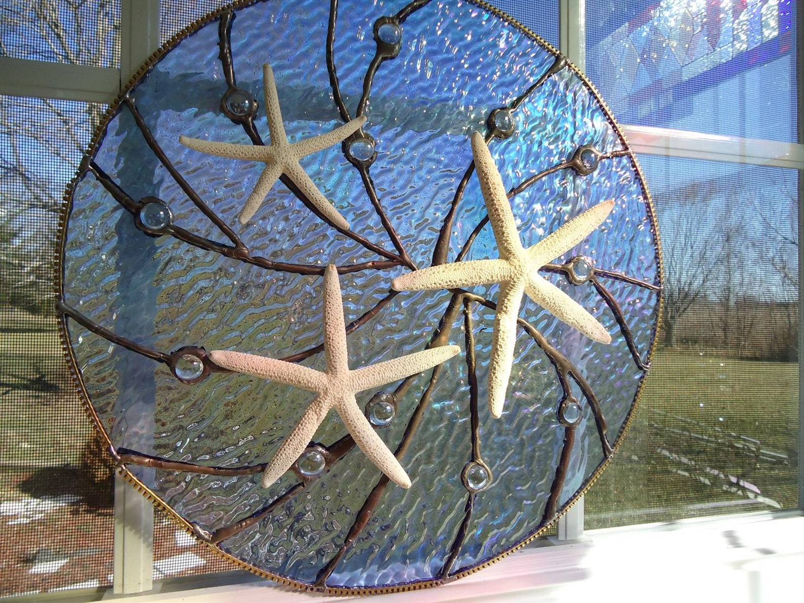 Stained Glass Nautical Window Tropical Sea Starfish Suncatcher | Etsy