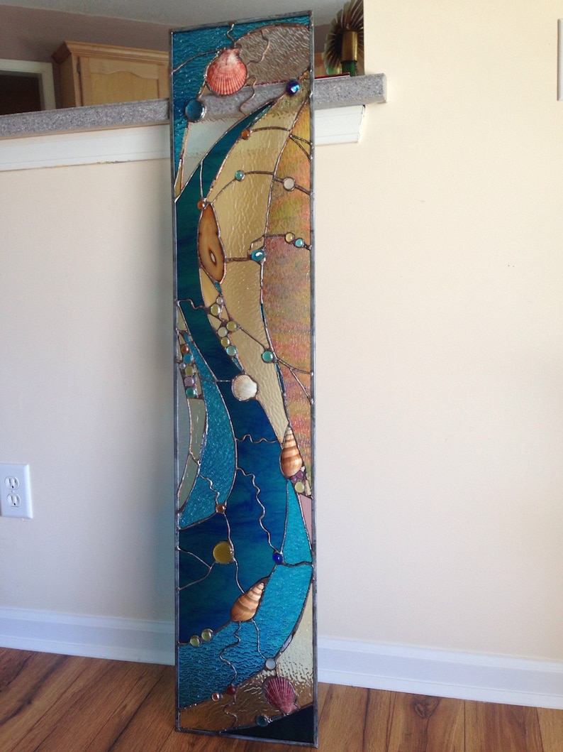 Stained Glass Abstract Transom Window Suncatcher Panel Etsy