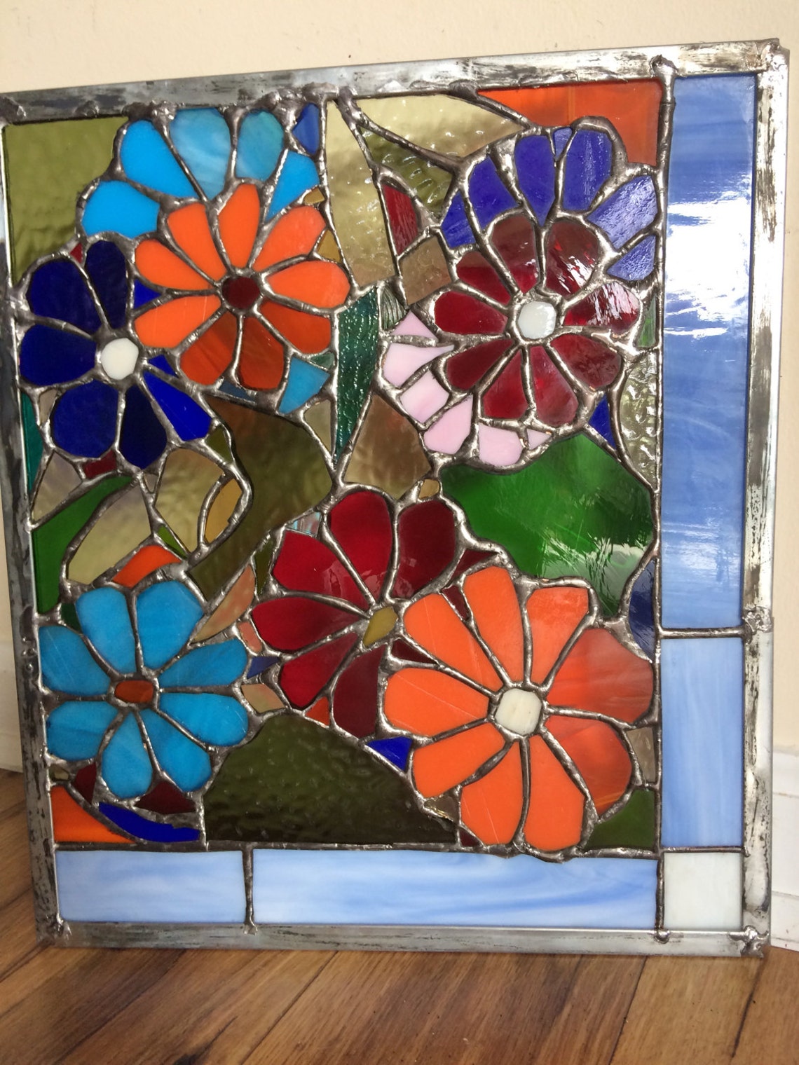 Stained Glass Sunflower Window Transom Panel Easter Suncatcher Etsy