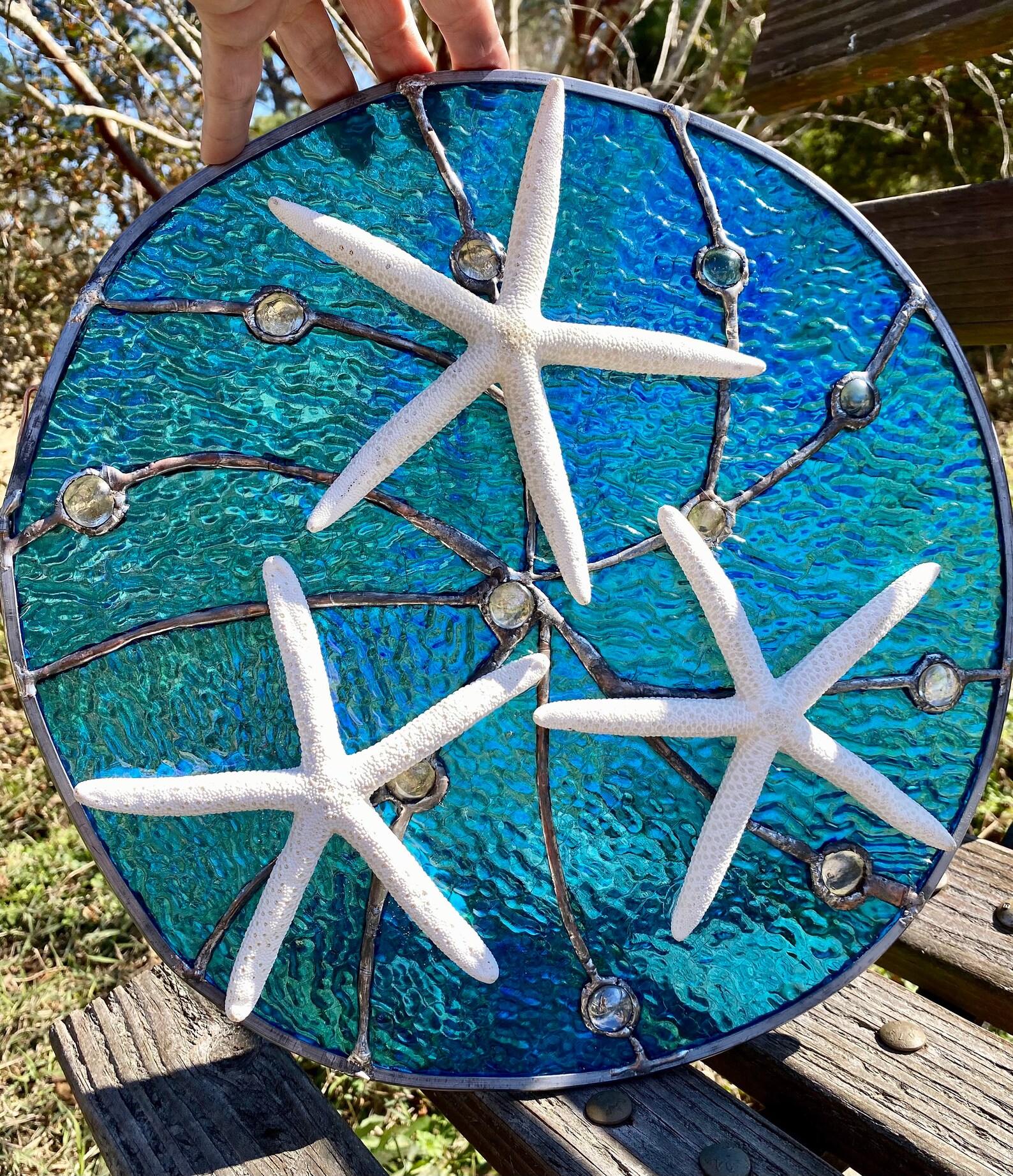 Stained Glass Nautical Window Tropical Sea Starfish Suncatcher Etsy