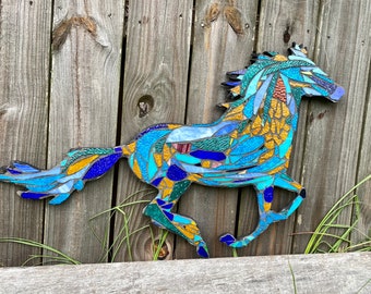 Stained Glass Mosaic Horse OOAK