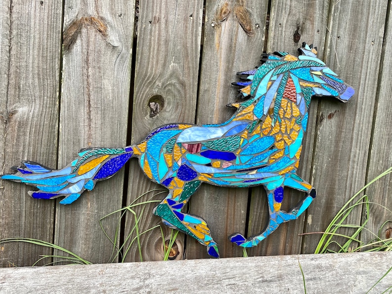 Stained Glass Mosaic Horse OOAK Etsy