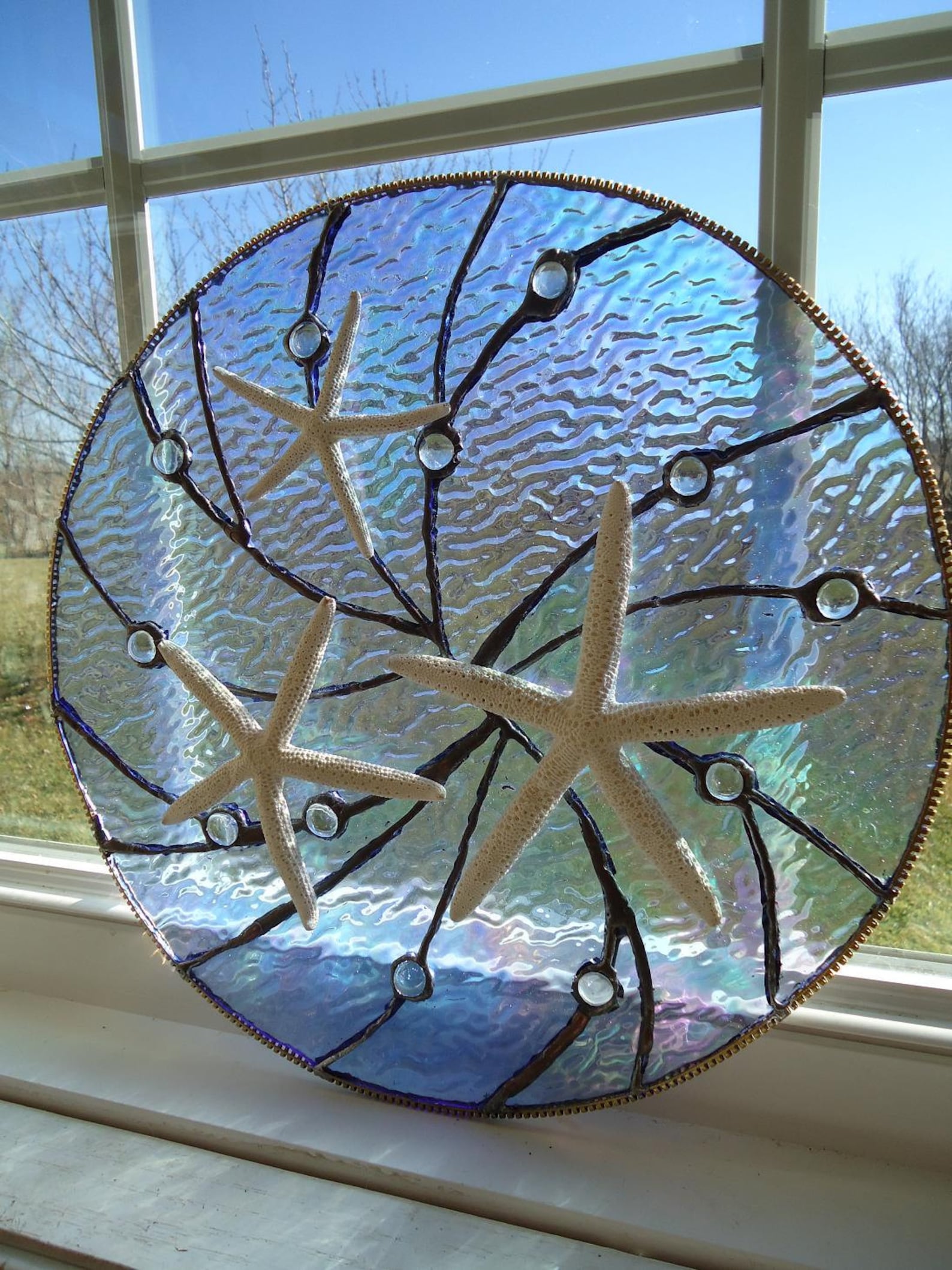 Stained Glass Nautical Window Tropical Sea Starfish Suncatcher | Etsy