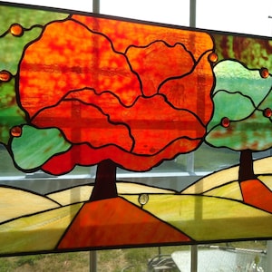SALE 20 % OFF   Stained Glass Transom Window Modern Suncatcher Panel Valance