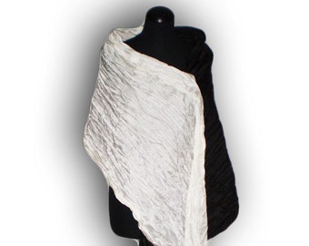 Wrap scarf/shrug Black and white stole Long Wrap wrinkled shrug / gift / Custom order color wedding shawl by FedRaDD