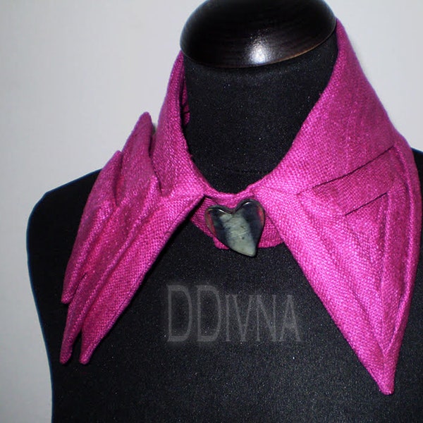 Collar, origami, raw silk women pink necktie  art collar,fabric necklace,manually folding and sewing fabric collar, FREE Shipping