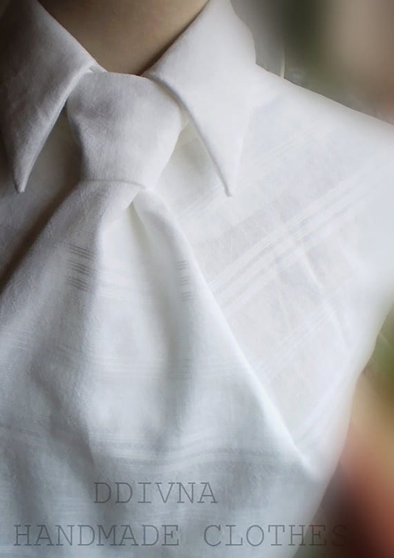 white neck tie shirt