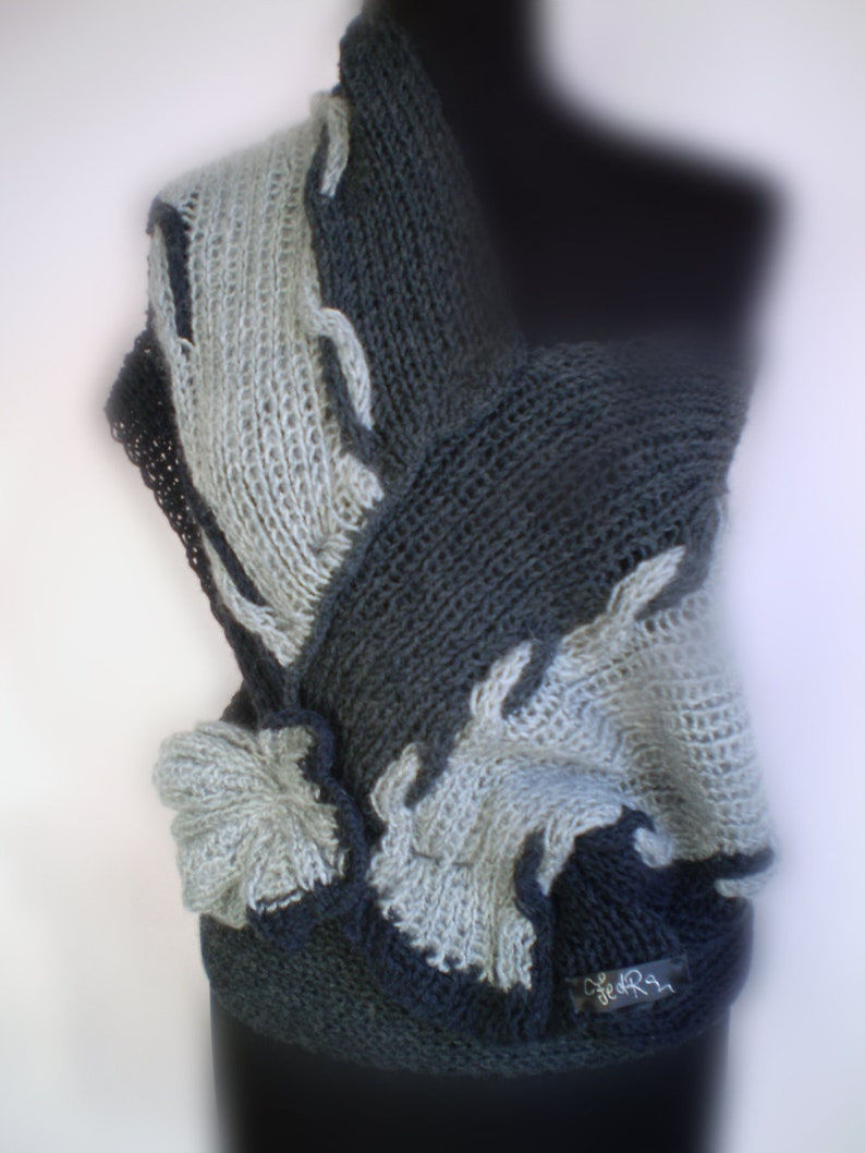 Sweater shrug  wrap grey knitwoman sweater black knitted image 4