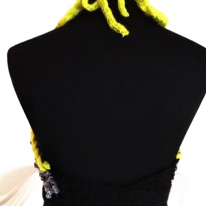 Sweater/ top Hand-knitted black and yellow top,sweater with open back and tying around the neck, with a bow on the back image 8