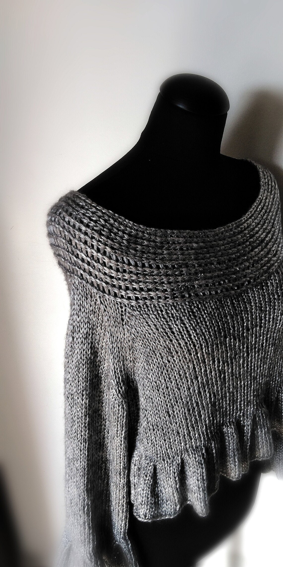 Silver Gray Sweater Hand Knit Pleated Crop Top Peplum Soft - Etsy