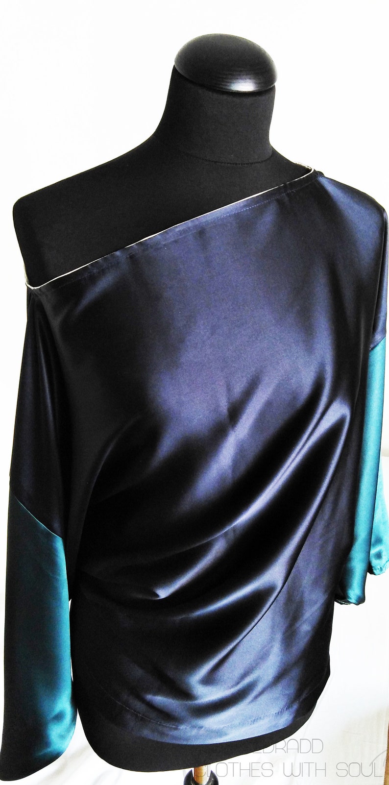 Silk blouse  Batwing Tunic-Loose top-Fine italian silk blouse image 0