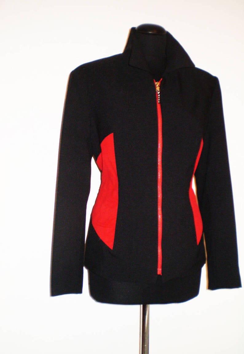 Women s Black Zip Front Tailored JacketSmart suit image 2