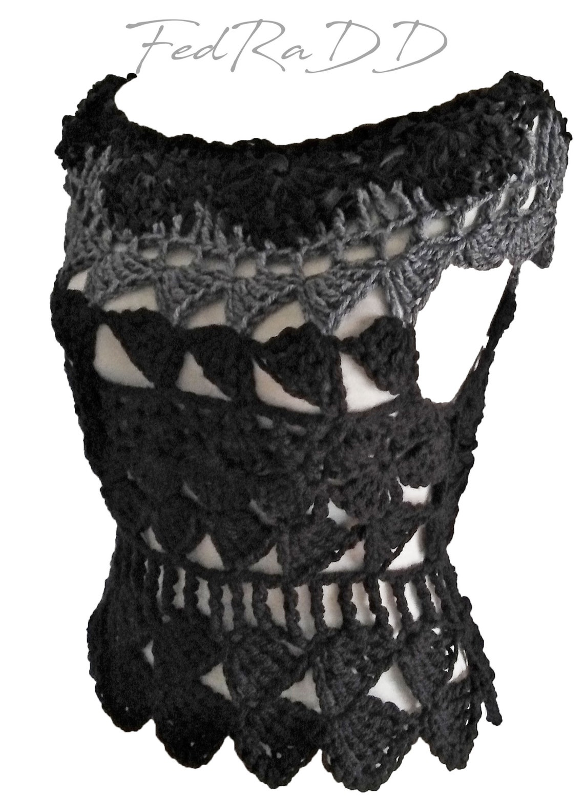 Ladies Sleeveless Crochet Sweater Vest-Black main image 1