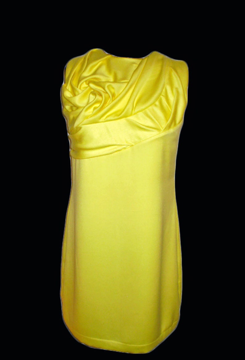 Yellow Casmere Shift Dress Tunic Unique Draping,formal Party,wedding