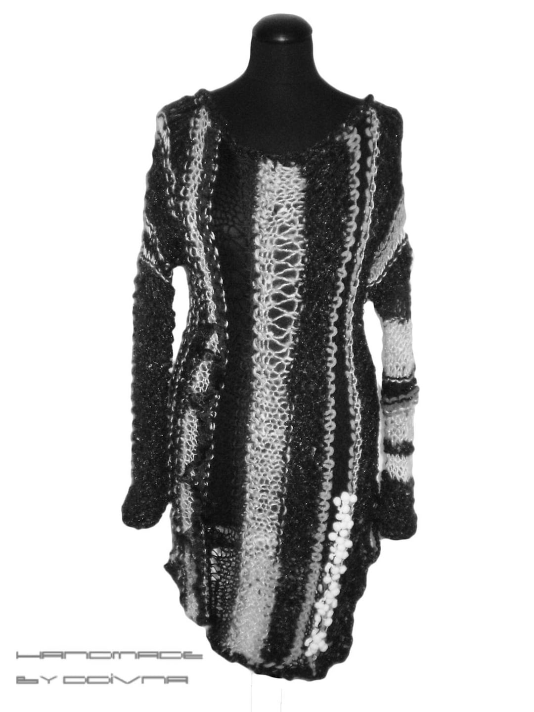 Women's Sweaterdressgrey and Black Loose Long Sweater Etsy