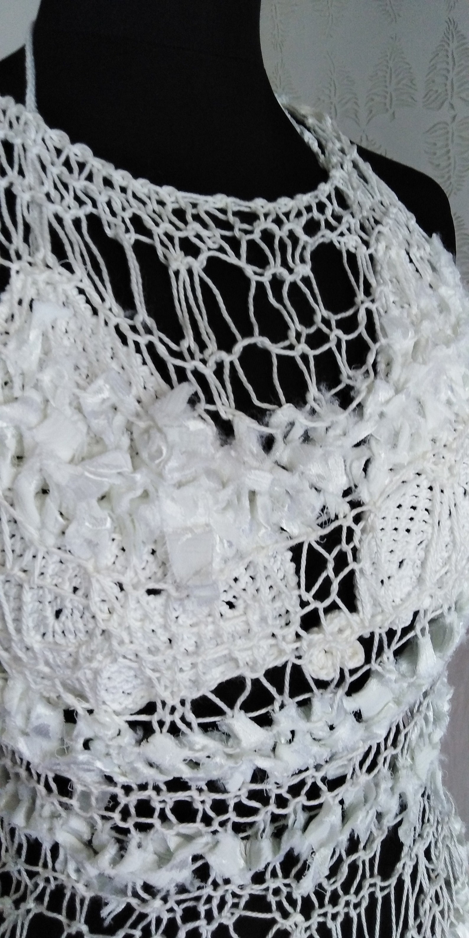 White Cotton Knit Tunic Top Sweater Hand Knitted Loose Summer Wedding ...