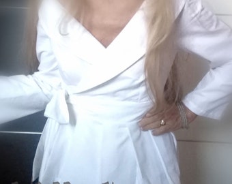 formal white wrap blouse