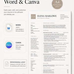 Product Operations Resume Bundle, Professional Resume Template, Canva Editable Cover Letter, References, Career Guides