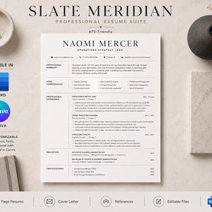 Operations Strategy Resume Bundle, Operations Manager Resume Template, Canva Cover Letter, References, Career Guides
