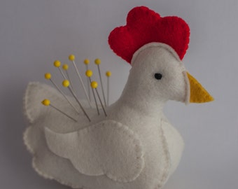 Hen pincushion or softie, and Chick Softie pattern for little hands