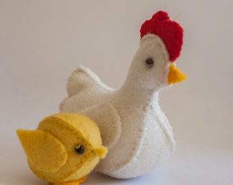 Patrón de gallina y pollito de Pascua PDF, juego de mesa natural o juego de juego