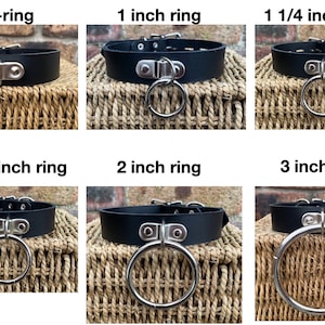 Gargantilla y candado de cuero D & O-Ring con cerradura de 1 de ancho con o sin collar de correa de 3/4 de ancho Elección de colores Cuero real hecho a mano imagen 3