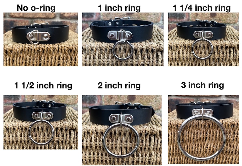 Gargantilla y candado de cuero D & O-Ring con cerradura de 1 de ancho con o sin collar de correa de 3/4 de ancho Elección de colores Cuero real hecho a mano imagen 3