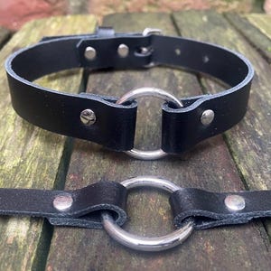 Collana girocollo con anello a O in vera pelle, larghezza 10 mm o 19 mm, scelta di 13 colori, 12,5-15,5 pollici o misura personalizzata, collare fatto a mano, goth punk