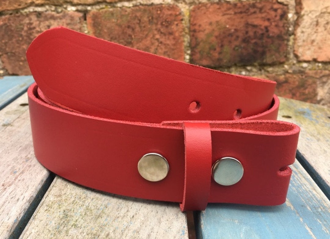 Red Leather Press Stud Snap Belt Choice of Widths 3/4 19mm 2 50mm Add