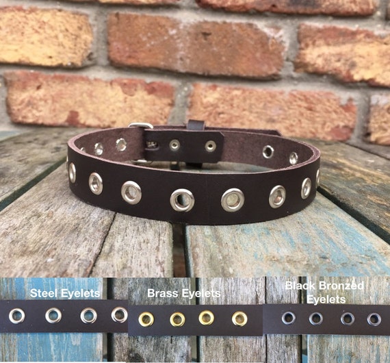 Leather Eyelet Choker Necklace 20mm Choice of Colours Hand