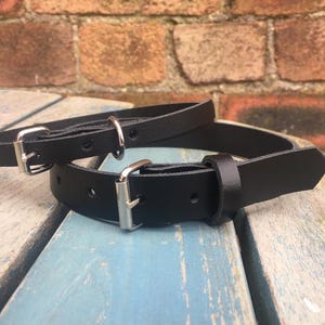 Real leather heart ring choker necklace 10mm or 19mm wide choice of 13 colours 12.5-15.5 inches or custom size handmade collar goth punk image 3