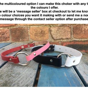 Real leather o-ring choker necklace 10mm or 19mm wide choice of 13 colours 12.5-15.5 inches or custom size handmade collar goth punk Mulitcoloured