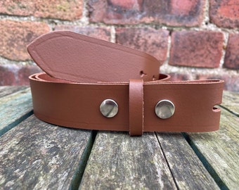 Chestnut brown Leather Press Stud Snap Belt Choice of Widths 3/4" (19mm) - 2" (50mm) add your buckle Handmade from leather whole butt splits