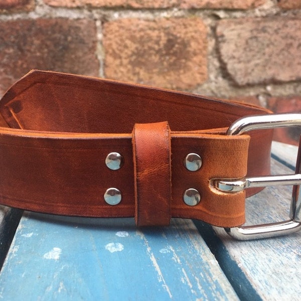 Natural veg tan 100% real leather belt 1 1/2 inch (38mm) wide 3.5-4mm thick full grain leather handmade in a choice of colour and buckles