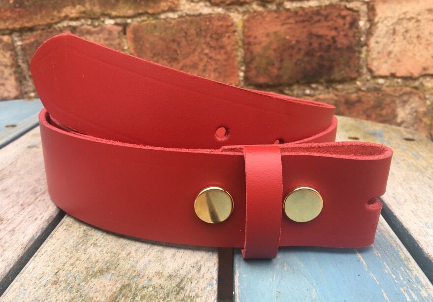 Red Leather Press Stud Snap Belt Choice 