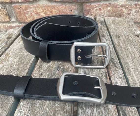 Plain Leather Belt With Brushed Stainless Steel Buckle 1.37  display picture 2