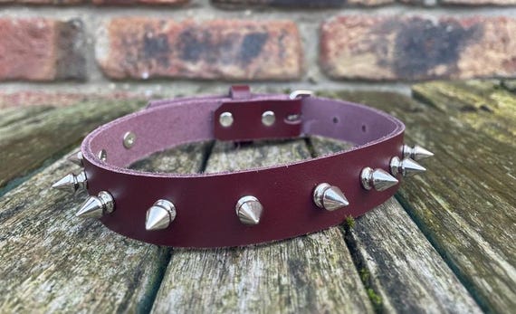 Real Leather Spiked Choker Necklace 1/2 Real Leather Spiked Choker Necklace 1/2