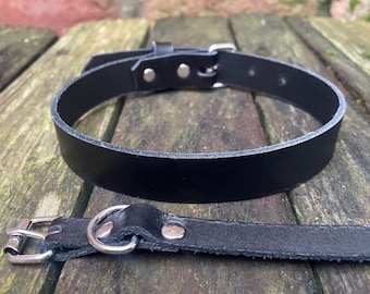 Real leather plain choker necklace approx 10mm or 19mm wide choice of 13 colours 12.5-15.5 inches or custom size handmade collar goth punk
