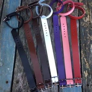 Real Leather Plain Bracelet Strap 10mm or 19mm Widths Choice of Colours Handmade Goth Punk