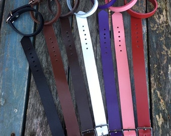 Real Leather Plain Bracelet Strap 10mm or 19mm Widths Choice of Colours Handmade Goth Punk