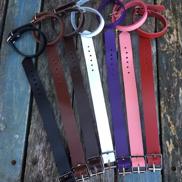 Bracelet uni en cuir véritable, largeur de 10 mm ou 19 mm, choix de couleurs, fait main punk gothique