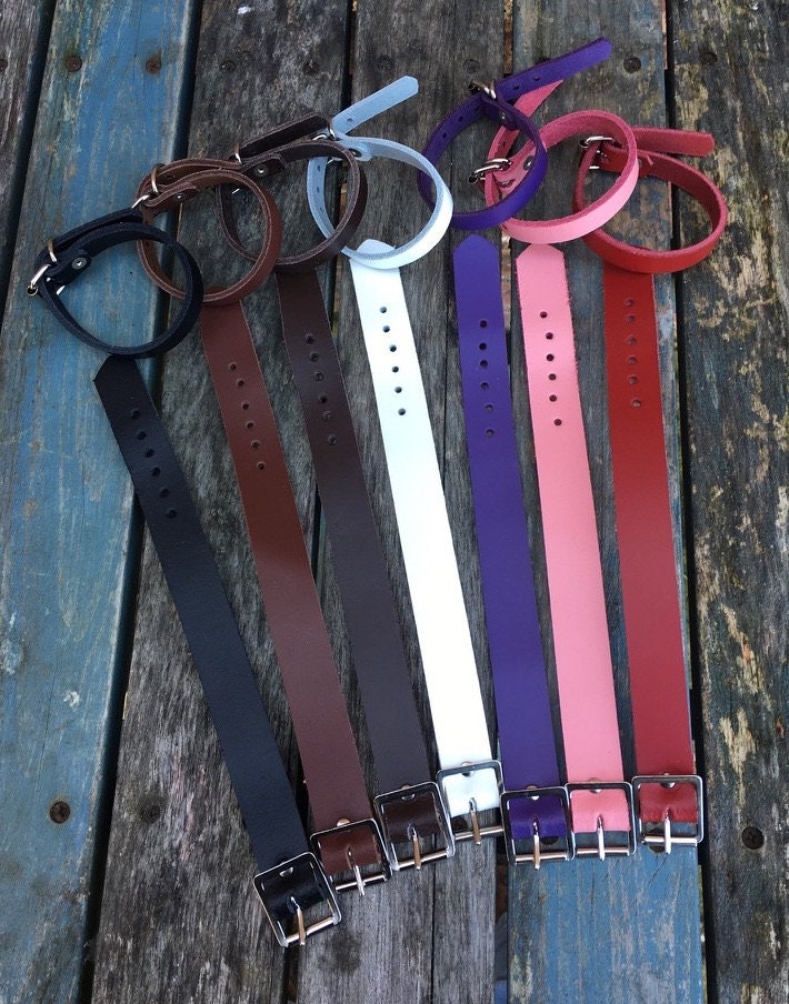 Real Leather Plain Bracelet Strap 10mm or 19mm Widths Choice of Colou…