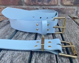 VTG Baby Blue Snakeskin Leather Belt VINTAGE 80s 90s NAVY Genuine Snakeskin Leather Skinny Chic  main image 3