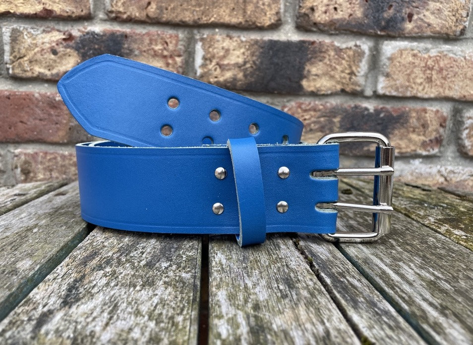 Ocean Reef Blue 2 Pronged Indiana Leather Handmade Belt 3  display picture 1