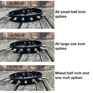 Real Leather Spiked Choker Necklace Choice of Colour and Spike Sizes Handmade Goth Punk zdjęcie 2