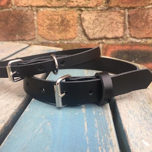 Real leather o-ring choker necklace 10mm or 19mm wide choice of 13 colours 12.5-15.5 inches or custom size handmade collar goth punk image 3